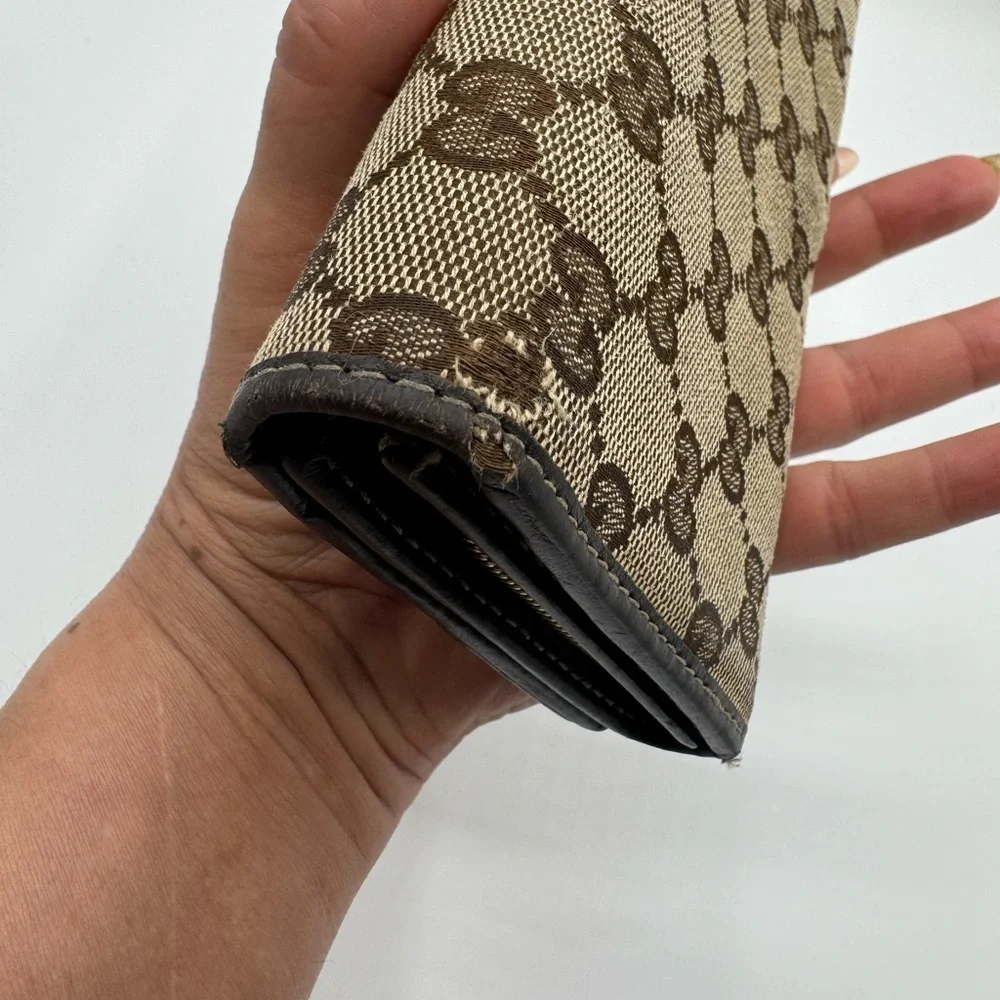 Gucci GG Canvas Continental Wallet Beige Brown Interlocking GG Logo - Picture 7 of 16
